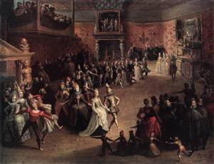 Peinture à l'huile bal de la cour 1604 pour salon élégant