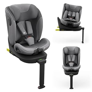 Kinderkraft I-360 2 PRO, 4-in-1-Kindersitz, 40–150 cm, einfache ISOFIX-Montage, 5 Sitzpositionen, von 0 bis 36 kg, EASY SPIN 360° für einfaches Hineinsetzen und Herausnehmen des Kindes, Grau