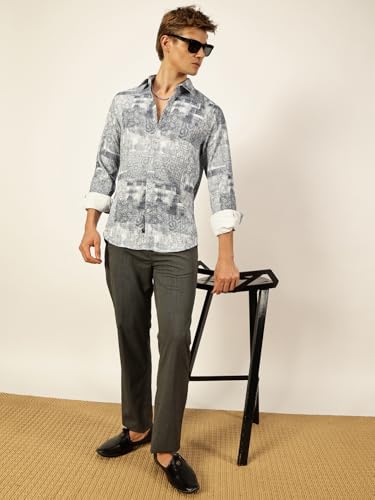 Image of Thomas Scott Mens Slim Fit Full Sleeves Printed Casual Shirt