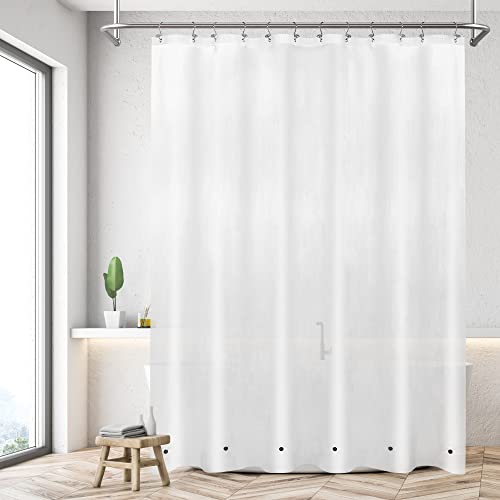 Image of Mrs Awesome Long Shower Curtain Liner with 6 Magnets 72 x 80 inch Frosted Thick PEVA Waterproof Plastic Shower Curtain 72x80, Frost