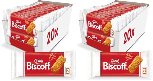 Lotus Biscoff Cookies, Caramelized Biscuit Cookie Snack, Dispenser Box (20 sleeves of 2 extra large cookies) Vegan, 0.9 Ounce (Pack of 40)