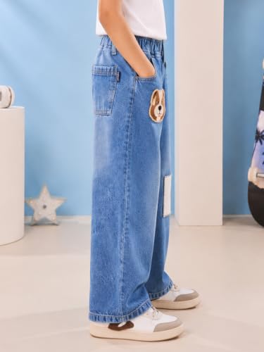 Image of KiddoPanti Boys Baggy Jeans | Stretch Denim Wide Leg Jeans | Elastic Waist Casual Denim Pants | Cotton Blend Loose Fit with 4 Pockets | Kids Street wear | 2-14 Years