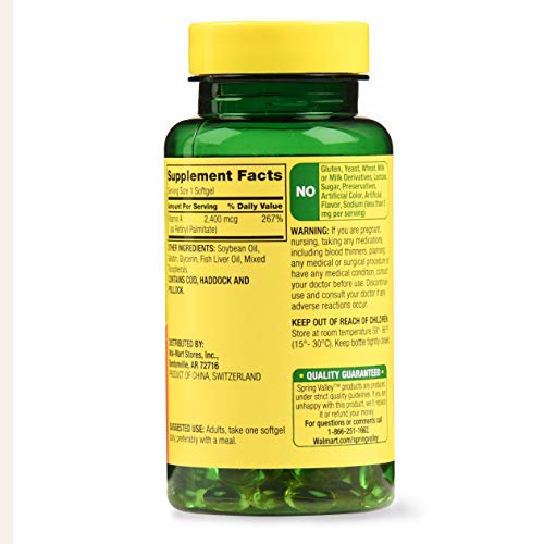 Spring Valley Vitamin A Softgels, 2400Mcg, 250 Count #TOP1
