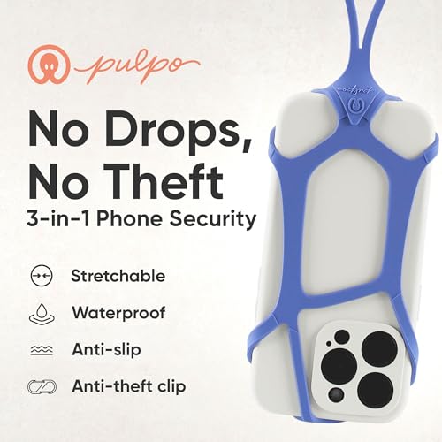 Image of Pulpo Safety Cell Phone Lanyard Lavender Fits Smartphones 6.1 inch to 6.8 inch - Anti Theft Phone Strap for Men & Women, Lanyards for Phones, Hiking Phone Holder & Cellphone Lanyard, Silicone Crossbody Straps