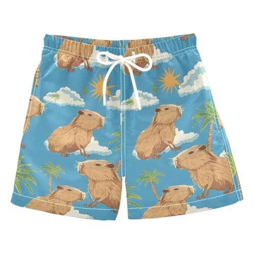 Boys Swim Trunks, Shark Coconut Tree Beach Board Shorts