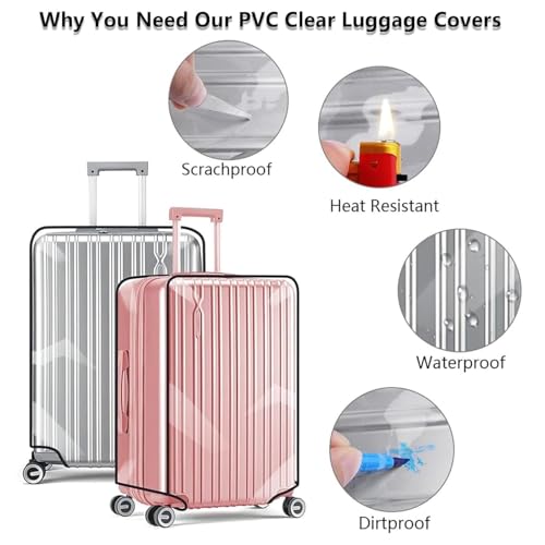 Image of HomeCloud 26-Inch Trolley Bag Cover /Suitcase Protector | Zippered Clear PVC Luggage Cover | Waterproof & Dustproof Storage & Travel Protection (Transparent, 26 inch Pack of 1)