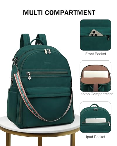 Image of FADEON 15.6 Inch Laptop Backpack Purse for Women, Large Capacity | Vegan Leather Backpack with Padded Straps, Laptop & iPad Slots Fits 13 inch, 14 inch & 15.6 inch, Roomy for Daily, Work & Travel