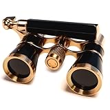 HQRP Opera Glasses Black with Gold Trim w/ Built-In Extendable Handle plus HQRP UV Meter
