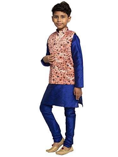 Image of KRAFT INDIA Boys Satin Printed Nehru Jacket Only