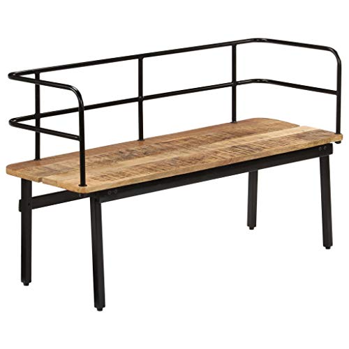 vidaXL Mango Massivholz Bank mit Lehnen 120x40cm Sitzbank Holzbank Flurbank