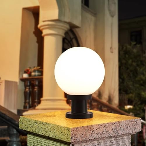 Mengjay Acrílicos Lámpara de exterior,lámpara de camino de estilo retro rústico, resistente al agua IP65, para jardín, balcón, terraza, decoración de caminos (15cm)