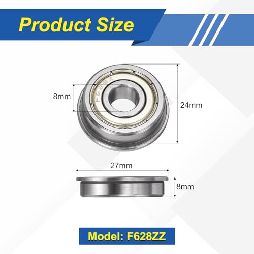 Roulements à billes F628ZZ sourcing map 8x24x8mm en acier chromé