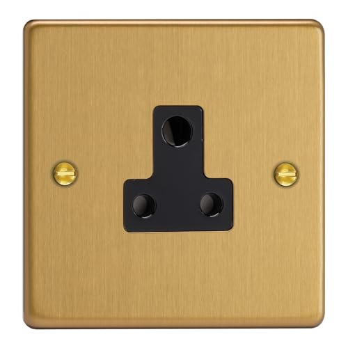 Varilight 1-Gang 5A Round Pin Socket Brushed Brass