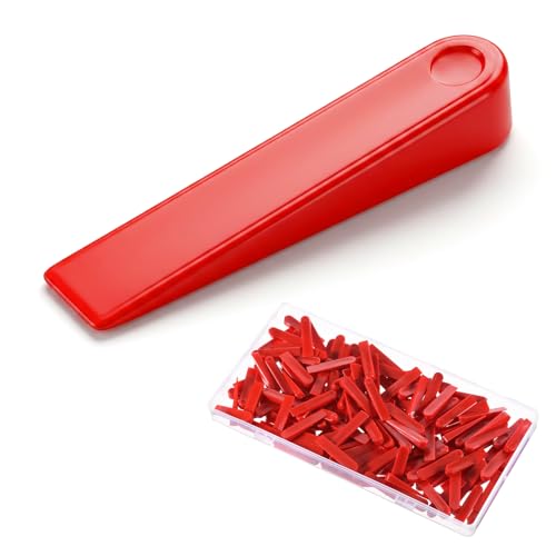 200PCS Tile Leveling Wedges Reusable Tile Leveling System Tile-Spacers Small Tile-Wedges Auxiliary Tools for Adjust Tiles Seam (Red 5mm)