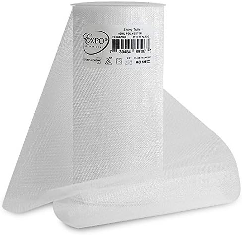 Expo Shiny Tulle Spool of 25-Yard, White