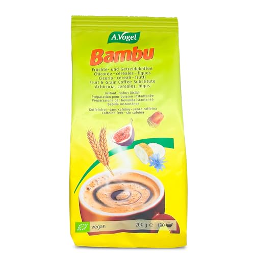A.Vogel Bambú Bolsa | Sustituto Natural del Café Bio | Sin Cafeína | Con Achicoria, Cereales e Higos | Apto para Veganos | Sabor Suave | Producto Suizo | 200 gramos