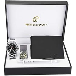 Lampara De Sal Negra BELLOS Caja de Regalo Reloj Hombre Negro - Lámpara LED - Billetera -Bolígrafo