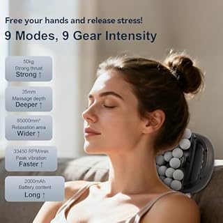 42 Heads Massage Gun Rechargeable Handheld Muscle Massage Gun with 9 Modes & 9 Levels, LCD Display, Red Light Therapy, Portable for Neck Back Shoulder Legs Pain Relief