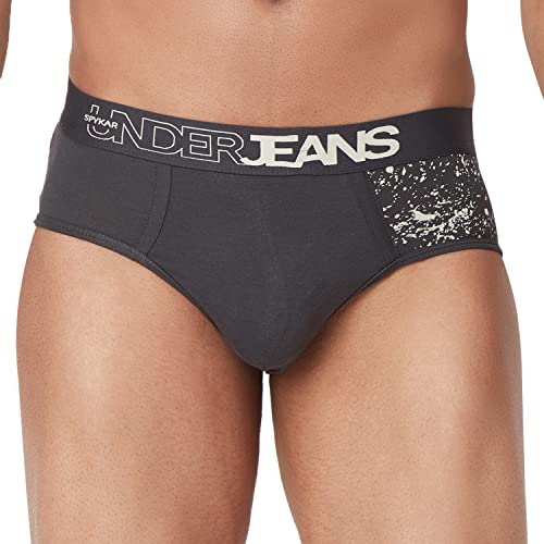 Underjeans Men Cotton Blend Dark Grey Brief Regular Fit Solid (Pack of 1) (UJNPBS019_DK.Grey_M)