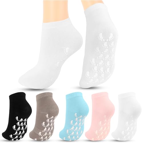 brookhaus 5 Pairs Grip Pilates Socks for Women, Non-slip Yoga Athletic Socks for Barre Ballet Barefoot Workout Hospital