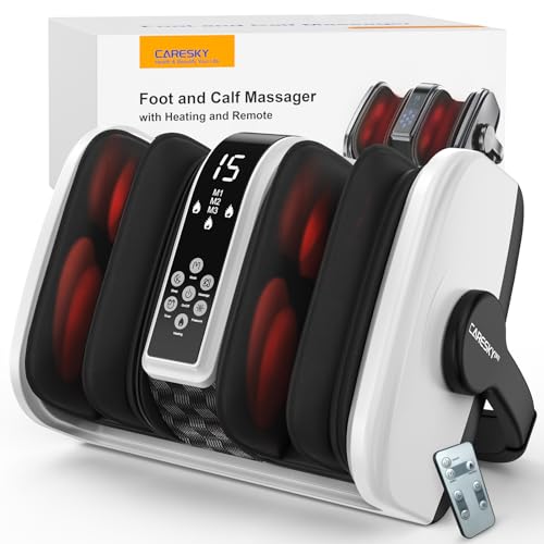 Image of CARESKY Shiatsu Foot Massager with Heat, Deep Kneading Foot Massager for Plantar Fasciitis, Neuropathy, Circulation and Pain Relief, Foot and Calf Massage at Home /Office