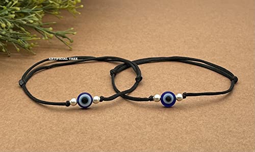 German Silver Evil Eye Charms Thread Adjustable Anklet