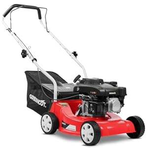 GREENCUT GLM660X – Cortacésped a Gasolina 4 Tiempos, Motor Potente, Ancho de Corte 39 cm Ajustable, con Recogedor, Ideal para Jardines hasta 300 m², Color Rojo y Negro