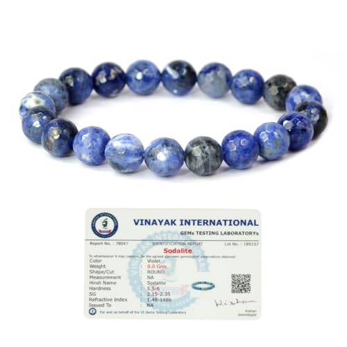 Image of Certified Natural Crystal Stone Diamond Cut /Faceted 10 mm Beads Bracelet for Men & Women | Reiki Charged Gemstone Jewellery | Multiple Stone Variants Available