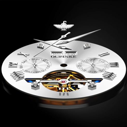 Image of OUPINKE Watches for Men Automatic Skeleton Self Winding Dress Wrist WatchBusiness Waterproof Luminous Tungsten