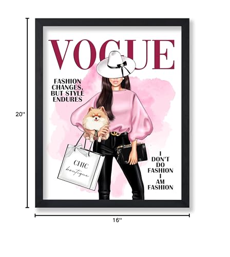 Image of Poster Master Lady with Dog Print - I Am Fashion Poster - Modern Trendy Art - Chic Gift for Women & Fashionista - Haute Couture Decor for Bedroom or Girls Room - 16x20 UNFRAMED Wall Art