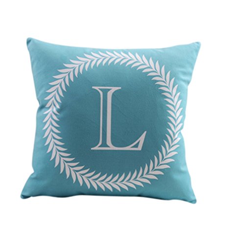 Zuodu - Housse de coussin décorative toucher peau de pêche 45 x 45 cm, série lettres de l'alphabet, 26 lettres avec imprimé couronne, combinaison au choix Cover