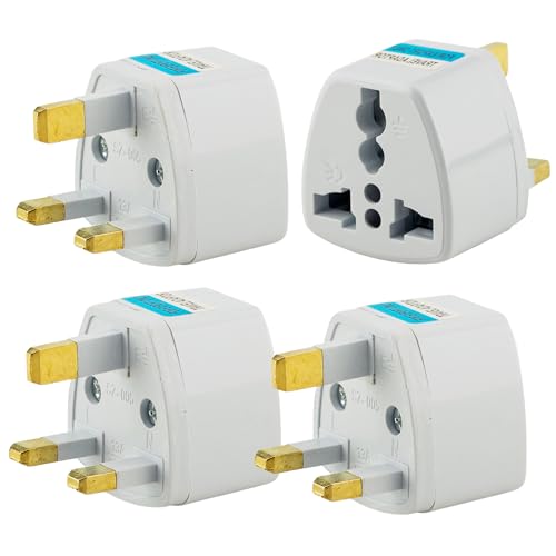 Image of Hi-PLASST India to UK Converter Plug (Pack of 4) - Type-G Travel Adapter for Indian Plugs - Compatible with UK, UAE, Singapore, Hong Kong, Ireland, Wales - 13A, 230V