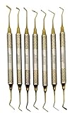 Dental Composite Glass Ionomer Amalgam Filling Instruments Kit (7 Golden Plasma Coated pcs) by Wise...