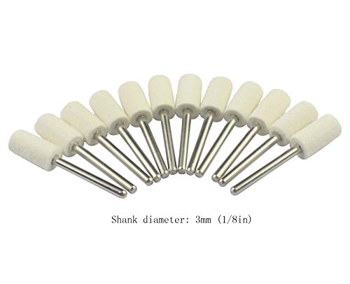 Luo Ke 8Mm Diameter Cylinder Shape Polishing Buffing Wheels Wool Felt Mounted Mandrel Grinding Bits Grinder Head Rotary Tool Accessories Drill Tools Attachment - 1/8 Inch Shank #TOP3
