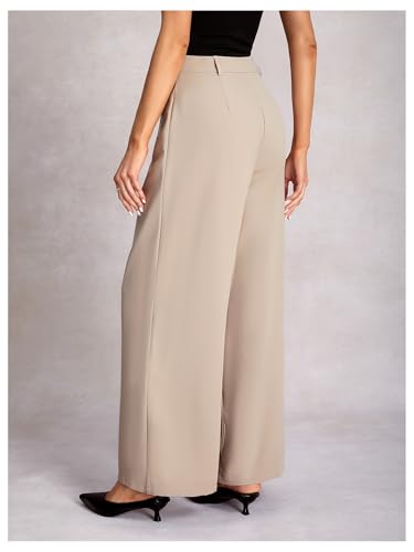 Women's Wide Leg Flowy Dress Pants High Waisted Loose Fit Work Office Trousers2