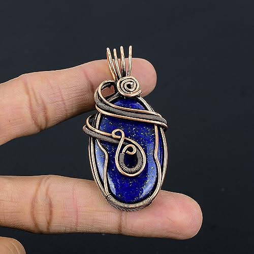 Natural Gemstone Pendant Copper Wire Wrapped Jewelry Necklace4