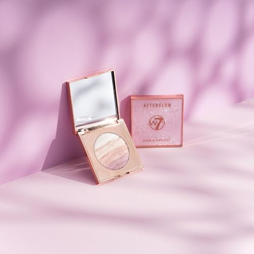 W7 Afterglow Blusher & Highlight Compact - Pink & Gold Glowing Pressed Powder Compact - Image 5