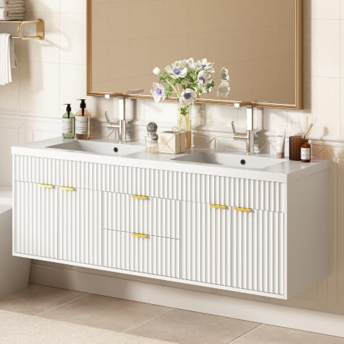 CARPETNAL 60 Inch Bathroom Vanity with Sink, White.