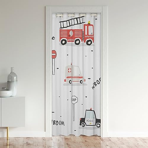 Voitures Rideau de Porte 86x203cm Véhicules de Pompiers Police Voitures Ambulance Rideaux Interieur Salon Chambre pour Chambre Salon Véhicules Rideau...
