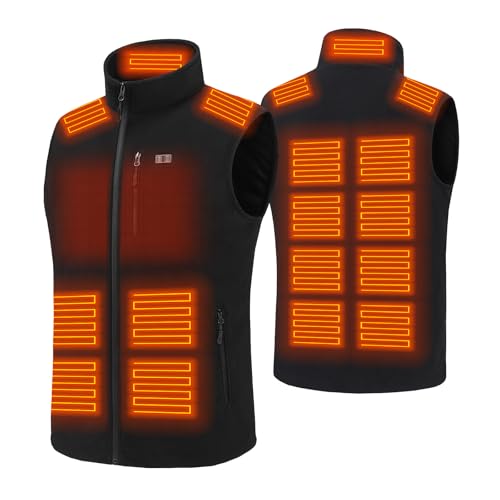 VENTROLLO Men and Women Heated Fleece Vest with Battery pack 15 Heating Zones Lightweight Electric Heating Vests Thermal Outerwear for Winter Outdoor Hiking S