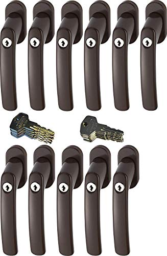 ABUS FG200 B SB abschließbarer Fenstergriff, braun im Set 11 Stück