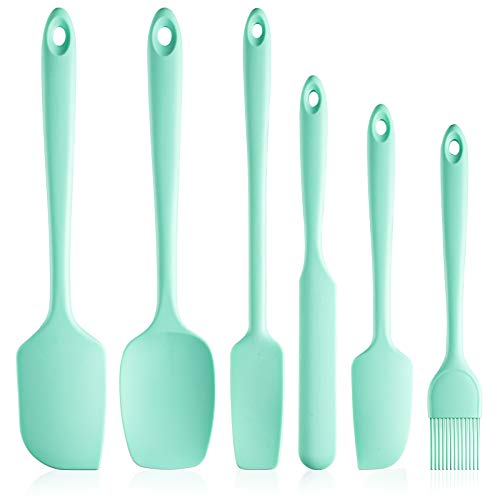 REEVOO Silicone Spatula Set of 6, Professional for Nonstick Cookware, Heat Resistant Rubber Spatulas, Special for Cooking, Baking, Mixing, BPA-Free, Dishwasher Safe, Aqua Sky