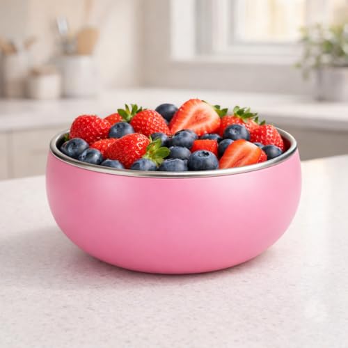 Image of Premium Stainless Steel Baby Feeding Bowl with Soft Silicone Cover | Non-Slip Grip, BPA Free & Food-Grade | Safe Feeding Bowl for Infants & Toddlers | Durable, Easy to Clean (Pastel Pink)