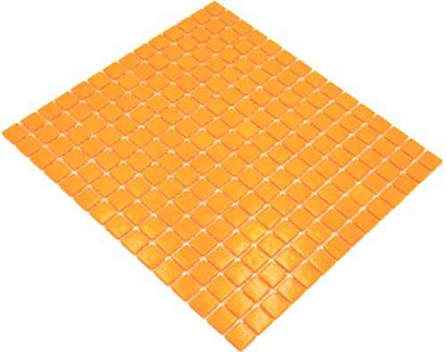 Mosaico de mosaico de cristal naranja azulejo mosaico azulejos vidrio brillante cuadrado pared piso cocina baño ducha
