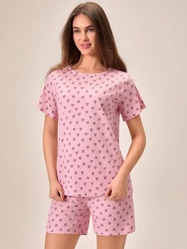 Image of Korean Night Dress || Shorts Set ||Korean Nightsuit || Women Nightwear ||Round Neck Half Sleeve Nightsuit || Loungewear || Everyday Nightdress