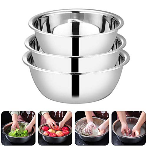 Luxshiny 3 Pcs Tigela de Mistura de Aço Inoxidável Tigelas de Nidificação de Alimento Tigelas de Met