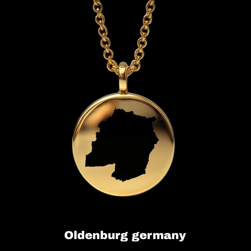 Medalla mapa de Oldenburg plata de ley chapada en oro de 14 k grosor premium 24mm 2