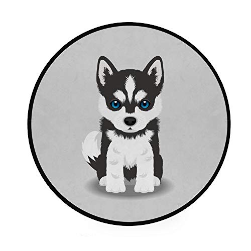Paillasson rond antidérapant et ultra-absorbant pour chien Husky - 2