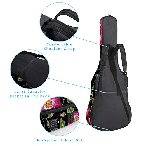 TIZORAX Housse pour guitare acoustique avec broderie d’oiseaux volants et fleur – Housse de transport avec poignée… - Les Beatles, Paul McCartney, John Lennon, RIngo Starr, George Harrison TIZORAX Housse pour guitare acoustique avec broderie d'oiseaux volants et fleur - Housse de transport avec poignée… – Image 4
