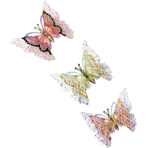 3 Pinzas para cabello mariposa 3D en pack miniatura 1